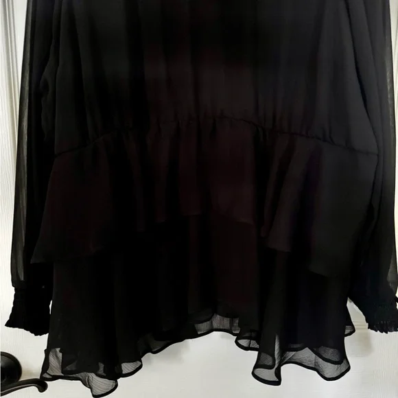 Torrid Black Ruffled Long Sleeve Blouse - Picture 2 of 4
